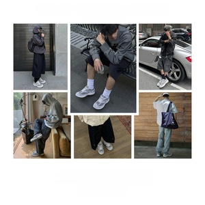 Grey retro jogging <b>shoes</b> <b>men</b> summer mesh breathable <b>lightweight</b> sports <b>shoes</b> versatile <b>for</b> both commuting casual running - Product Image 3