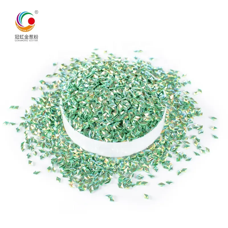 GH8834R Wholesale Bulk New Industrial Glitter Powder 3D Prismatic Star Magic Green Chunky Glitter For Cosmetic Decoration