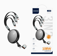 Câble tressé de charge rapide 3-en-1 M21S 100W, compatible avec 8Pin, Type-C, Micro USB, cordon de chargeur de voiture multi-têtes