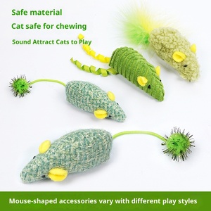 Paquete de tres ecológicas felpa <span class=keywords><strong>Catnip</strong></span> Self-Relief Stick simulación ratón gato juguete para gatitos gatito Molar mascota juguete - Product Image 3