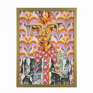 CUADRO DE JIRAFAS EN LONA CON MARCO Efecto Madera 45X60CM GROSOR 4CM - Product Image 1