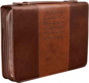 Funda para Biblia de Cuero Sintético Marrón con Cierre, Duradera, Muestra Gratis - Product Image 4