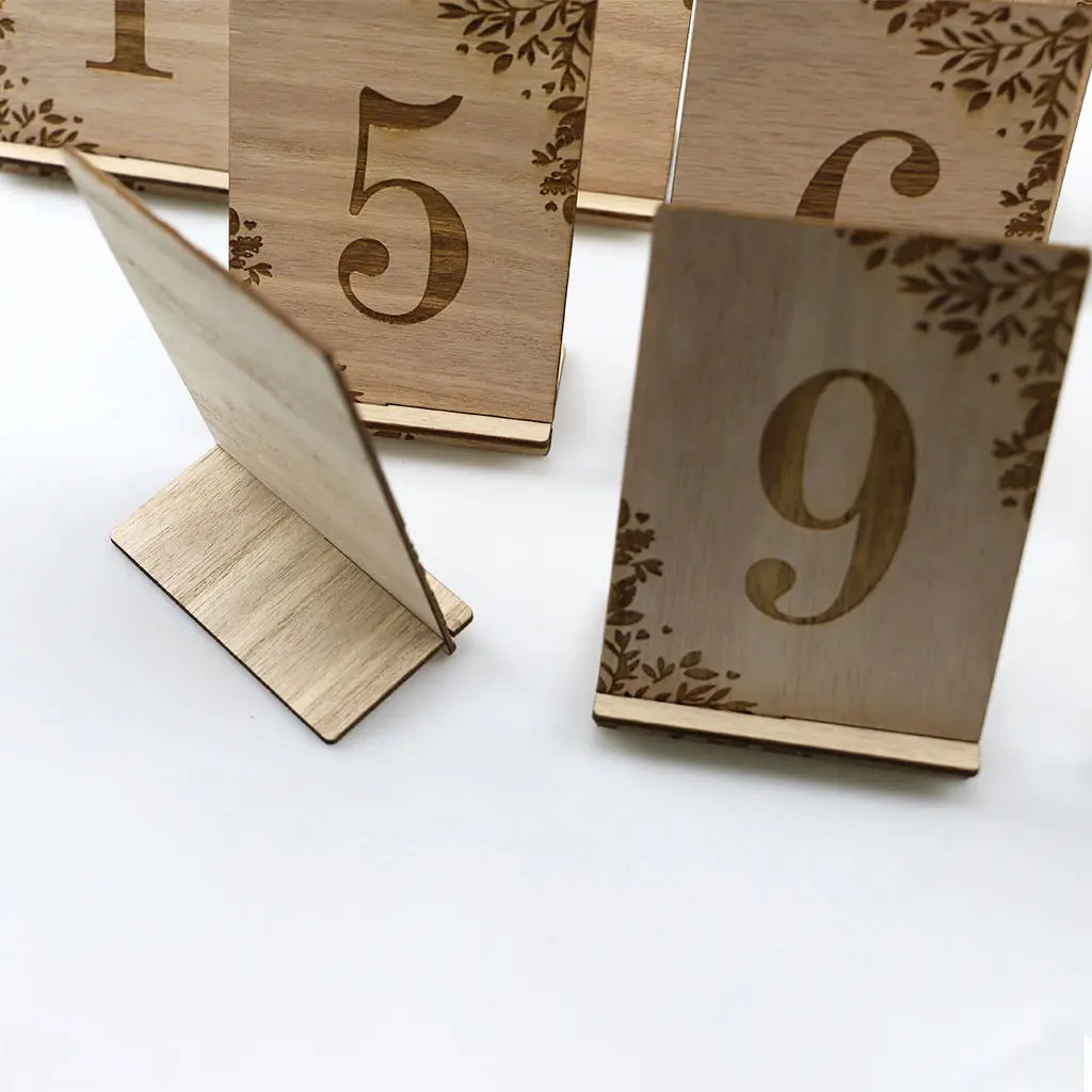 Natural Color Wooden Table Numbers 1-10 Hollow Numbered Card Centerpiece Decoration Wooden Table Numbers Setting for Wedding