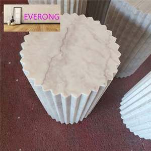 Nuevo diseño de piedra muebles para el hogar Decoración Pedestal Base redondo natural mármol travertino plinto - Product Image 3