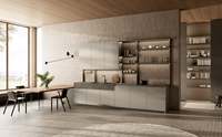 Meuble de cuisine moderne en bois Song Design, panneau de porte en MDF, gain de place, finition gris clair, garantie 5 ans, couleur et taille personnalisables