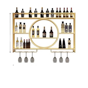 Round bar Counter Wine <b>Cabinet</b> Wall-mounted Wine Rack Household Dining Room and Living Room Upside-down <b>Tall</b> Glass Rack - Product Image 1