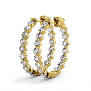 ต่างหูห่วงเพชรทรงกลมชุบทอง 18K 14K ดีไซน์หรูหรา ประดับเพชรรอบวง แบบ Huggie Hoops เหมาะสำหรับงานแต่งงาน ของขวัญเครื่องประดับชั้นดีสำหรับผู้หญิง - Product Image 1