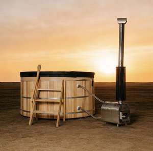 Baignoire en bois massif de haute qualité pour spa extérieur rustique, spa de jardin extérieur pour 2 personnes avec poêle à bois externe - Product Image 3