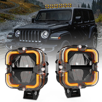 Offroad 4 pouces 65W Ambre DRL LED Cube Lumières Conduite Brouillard Pods Lampe Carré LED Travail Lumière pour Camion Pickup SUV ATV UTV Bateau 4x4