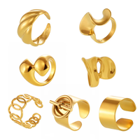 Ganku Damenring aus 18K vergoldetem Edelstahl mit PVD-Beschichtung, geometrisches Mode-Design, Persönlichkeits-Statement für Partys