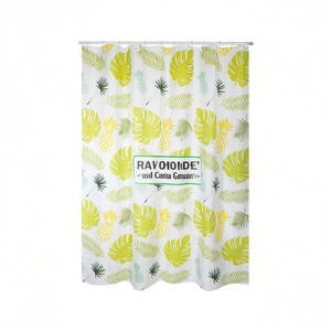Cortina de Ducha de Tela de Poliéster con Diseño de Hojas Tropicales, 180x200 cm, Decoración para Baño - Product Image 2