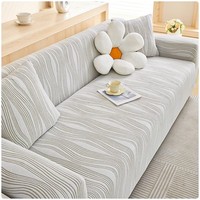 Housse de canapé universelle antidérapante en jacquard élastique bleu ciel délavé, anti-poussière, style nordique simple et luxueux