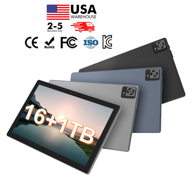 HYRS 10.1 Inch Android 14 Tablet 16GB RAM 1TB ROM 4G WiFi Tablet PC US Warehouse Cainiao Overseas Warehouse Fast Shipping