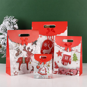 Santa Claus <strong>Red</strong> Christmas Snowflake Paper <strong>Gift</strong> <strong>Bags</strong> With Self-Sealing - Product Image 4