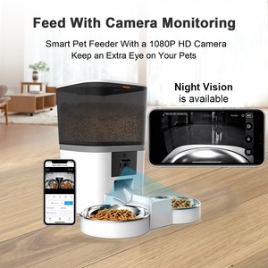 Pengumpan Hewan Peliharaan Otomatis WiFi Double Bowl 6L 5G OEM dengan Kamera, Kontrol Aplikasi Tuya, untuk Kucing dan Anjing, Pengumpan Hewan Peliharaan Pintar WiFi 6L dengan Kamera - Product Image 4