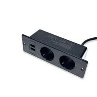 Multiprise encastrable sur mesure pour mobilier, norme européenne, 2 prises 16A 230V, 2 ports de charge USB Type-A, durable, pour bureau et table