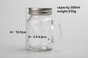<span class=keywords><strong>10</strong></span> oz bebida fría uso venta al por mayor, precio de fábrica, mason frasco de vidrio con mango tapa y paja - Product Image 2