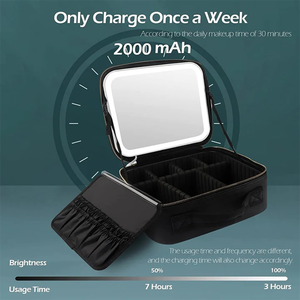 Custodia <span class=keywords><strong>per</strong></span> trucco da donna portaoggetti <span class=keywords><strong>per</strong></span> trucco da donna custodia <span class=keywords><strong>per</strong></span> specchietto con illuminazione a LED, borsa cosmetica <span class=keywords><strong>per</strong></span> Kit di bellezza - Product Image 5