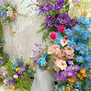 Décoration murale florale en soie Monet Garden, arrangement floral fait main rond pour mariage, hall et photographie - Product Image 2
