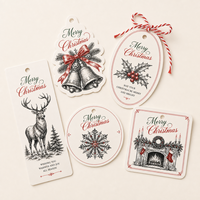 Étiquettes personnalisées de Noël en carton 300 g/m² anti-contrefaçon avec code-barres pour vêtements, cadeaux de fin d'année, marquage de vêtements, vente en gros, conception gratuite