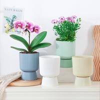 Pot Bunga Plastik Gaya Nordik Sederhana, Bernapas, Tahan Lama untuk Phalaenopsis, Penggunaan di Meja dan Lantai, Desain Kreatif Rumah Tangga Hufu