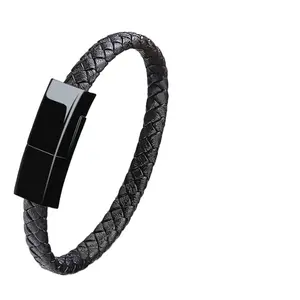 usb charging bracelet cable fashion double braided Bracelet USB Charging Cable Black for Iphone bracelet mobile phone