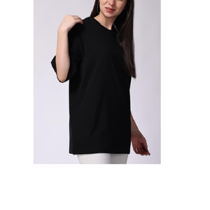 T-shirt personnalisé pour femme grande taille en coton épais, coupe courte, coupe oversize, motif uni, impression numérique 3D, broderie décontractée, logo - Product Image 3