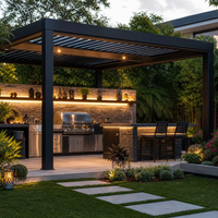 Pergola en aluminium à toit rigide 4x4m, directement de l'usine, revêtement PVDF fluorocarbone, résistante aux UV, écologique, résistante à l'eau, pour zone piscine de complexe hôtelier