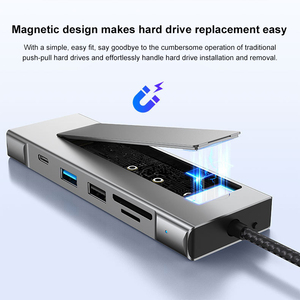 Station d'accueil Justlink 8 en <span class=keywords><strong>1</strong></span> PD 100W en alliage d'aluminium Type-C USB-C Hub M.<span class=keywords><strong>2</strong></span> NVMe SATA SSD USB C pour ordinateur portable <span class=keywords><strong>PC</strong></span> - Product Image 3