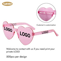 Lunettes de soleil sans monture en forme de cœur, couleurs assorties, pour femmes et filles, cadeaux promotionnels YACHEN pour fêtes