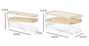 Distributeur d'œufs automatique à 2 niveaux, boîte <span class=keywords><strong>de</strong></span> <span class=keywords><strong>rangement</strong></span> en plastique pour œufs, gain <span class=keywords><strong>de</strong></span> place, pour réfrigérateur à porte latérale, conteneur à œufs - Product Image 4