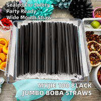 100 Pcs Pailles à Smoothie Boba Noires Emballées Individuellement en Plastique Jetables à Large Ouverture (0,43" de Largeur x 9,45" de Longueur)