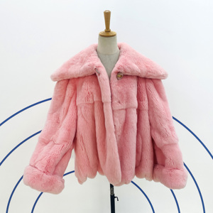 Cappotto Corto in Pelliccia di Coniglio Rex di Alta Qualità - Pelo a Bassa Perdita, Pelliccia di Lusso per Donna - Product Image 1