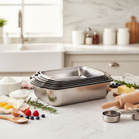 Plateaux de service rectangulaires pour buffet d'hôtel, en acier inoxydable argenté de qualité alimentaire, durables et écologiques, pour rôtir les aliments
