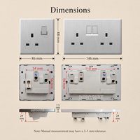 Enchufe Inteligente Tipo C de 13A y 18W para Reino Unido, Enchufe de Carga Rápida, Cable Universal de Plástico, Toma de Corriente USB, Interruptor de Luz de Pared Industrial