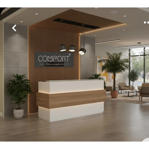 Mostrador de Recepción Esquinero Plegable de Madera Moderno para Salón de Belleza con Luces LED para Uso en Hospitales, Centros Comerciales, Hoteles y Exteriores - Product Image 3