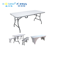 Tables d'extérieur en plastique pour la promotion du PEHD Table de camp rectangulaire pliante en plastique pour événements