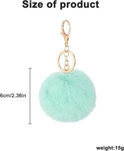 Collection de <span class=keywords><strong>porte</strong></span>-clés pompons moelleux 8 pièces, boules de fourrure douce en peluche, accessoires décoratifs pour sacs à main pour femmes, pack varié multi-designs - Product Image 2