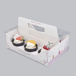 Portable Paper Box Paper Mable Cupcake Boxes With Removal Tops Cardboard Paper Cake Box With Handle And Window