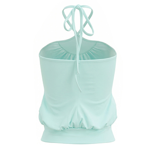 Viviblook Y26TP185 Women Summer Tank <b>Top</b> Sleeveless <b>Top</b> <b>Cross</b> Halter Pleated Elastic Suspender <b>Top</b> Casual Vest - Product Image 5