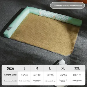 <span class=keywords><strong>Lit</strong></span> pour animaux de compagnie en <span class=keywords><strong>rotin</strong></span> rectangulaire pour l'été, avec éponge épaisse, design détachable et lavable - Product Image 6