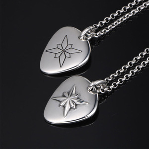 <b>Titanium</b> Steel Guitar Pick Pendant Star Design Unisex Necklace Festival Accessory SP667-668 - Product Image 4