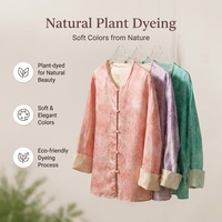 Veste courte réversible en soie de mûrier teinte végétale pour femme, motif vague chinoise, nouveau style chinois, cardigan en soie pour le printemps