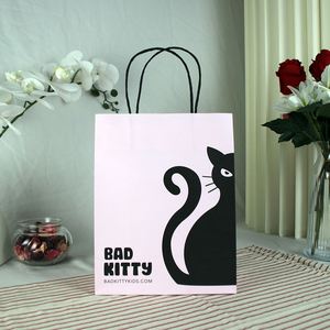 Wholesale Custom <b>Biodegradable</b> Pink White Shopping Gift Packaging Kraft <b>Paper</b> Carta Bags With Twisted Handle - Product Image 3