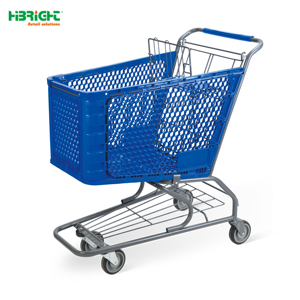 Highbright Blue <b>Plastic</b> Shopping <b>Trolley</b> with Metal Base for Supermarket & Retail Stores - Product Image 1