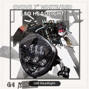 Supporto per Faro <span class=keywords><strong>LED</strong></span> DRL Bianco e Rosso da 7 Pollici, Morsetto Universale per Fascio Alto/Basso per Yamaha e <span class=keywords><strong>Cafe</strong></span> <span class=keywords><strong>Racer</strong></span> - Product Image 2