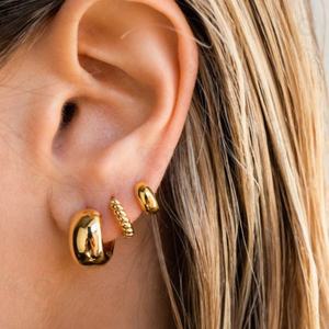 Luxury Trendy Thick Chunky Geometric Gold <b>Stud</b> Women Bold Statement Fashion Jewelry 925 <b>Silver</b> Lightweight Party Wear Elegant - Product Image 5