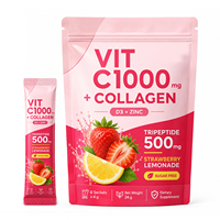 OLLI OEM Vitamine C 1000mg Tripeptide Collageen Poeder D3 Zink Aardbei-Limonade Smaak Enkelvoudige Sachet Beauty Drink Poeder