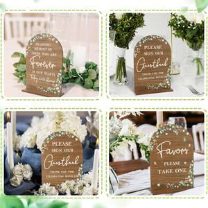 4 Pack Memorial <strong>Table</strong> Sign for <strong>Wedding</strong> Wooden Reception Decor Sympathy Gift in Loving <strong>Memory</strong> <strong>Table</strong> Sign - Product Image 6