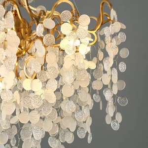 Lustre en verre de neige à base d'ampoule G9 blanc chaud en aluminium doré décoratif de conception moderne pour hôtel villa îlot de cuisine - Product Image 4